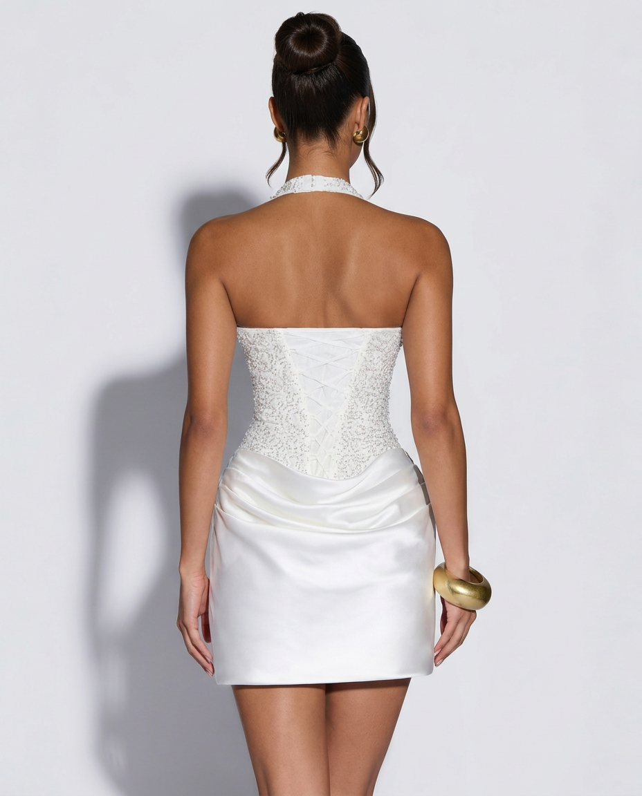 Elma | Sequin Halter Neck Corset Mini Dress