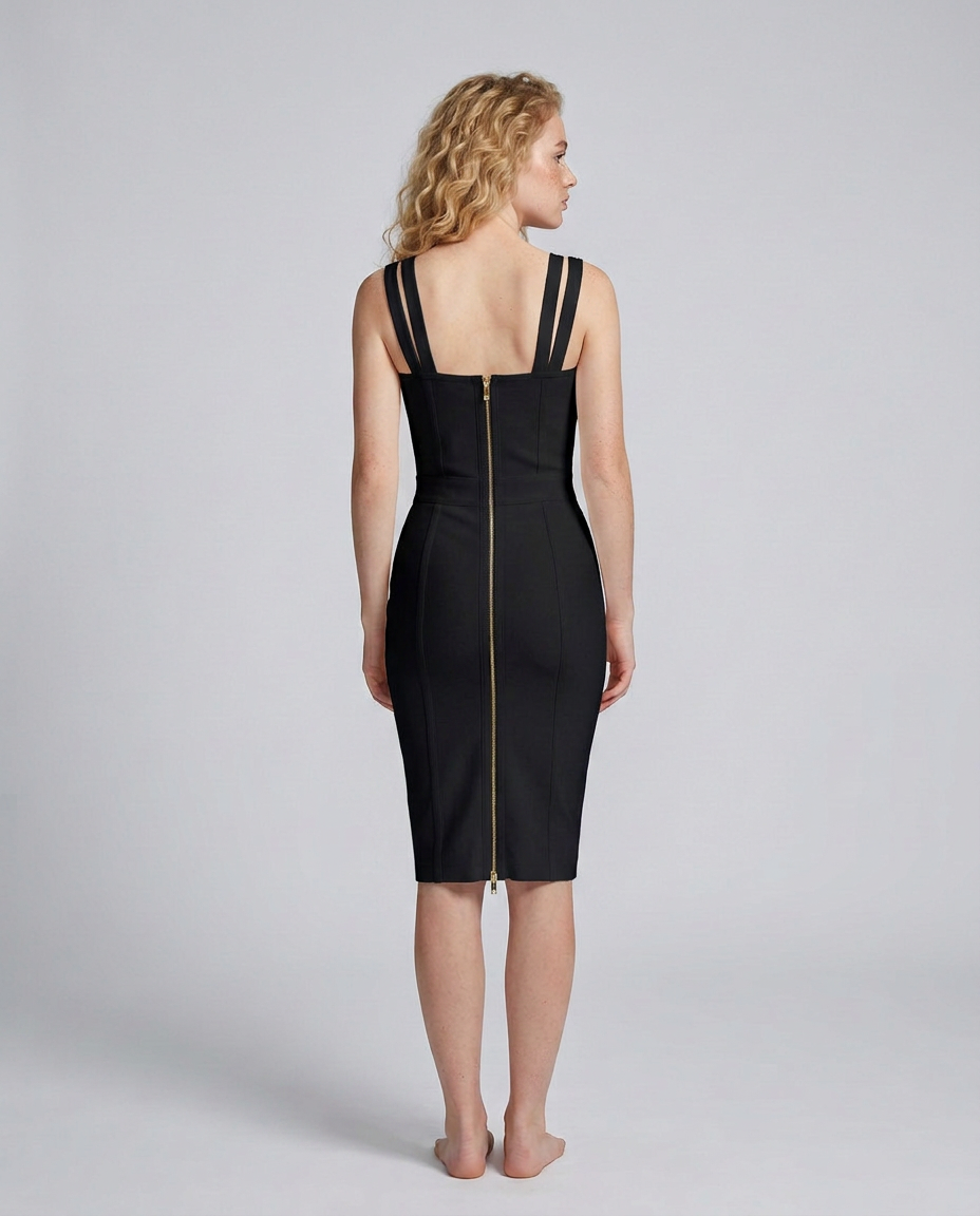Margret | Diamante Strap Bandage Midi Dress
