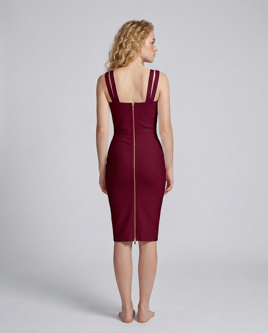 Margret | Diamante Strap Bandage Midi Dress
