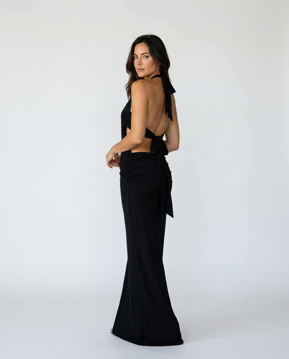 Felecia | Halter Maxi Dress with Plunge V-Neck