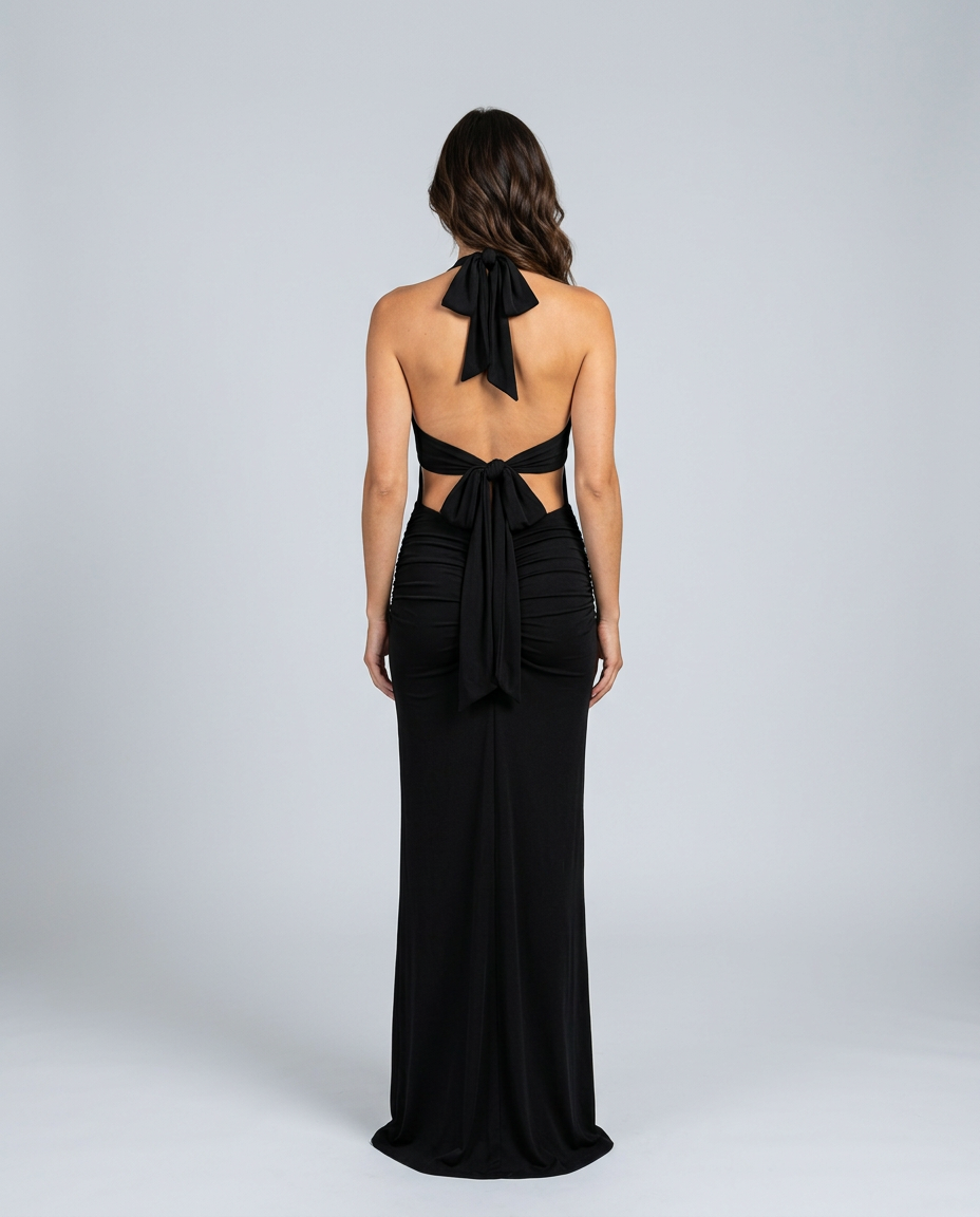 Felecia | Halter Maxi Dress with Plunge V-Neck