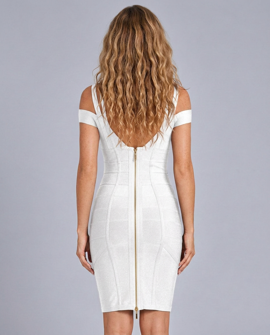 Vera | Plunge V-Neck Bandage Mini Dress with Off-Shoulder Straps