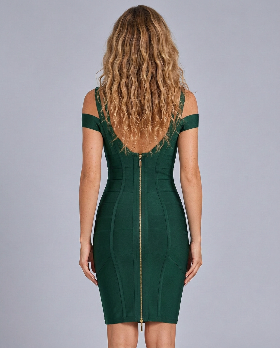 Vera | Plunge V-Neck Bandage Mini Dress with Off-Shoulder Straps
