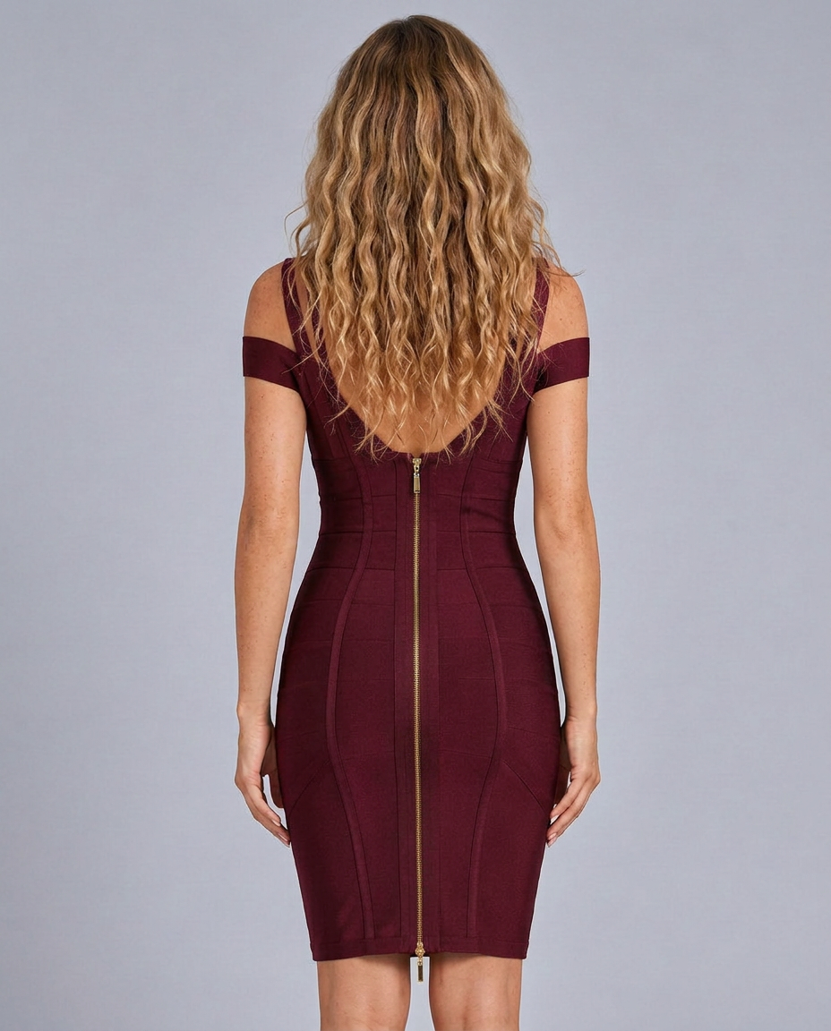 Vera | Plunge V-Neck Bandage Mini Dress with Off-Shoulder Straps