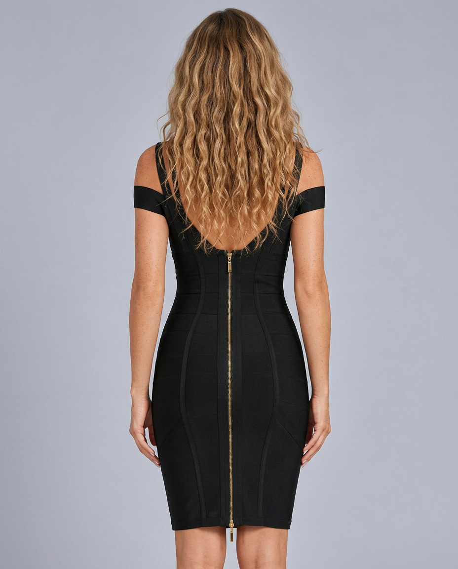 Vera | Plunge V-Neck Bandage Mini Dress with Off-Shoulder Straps