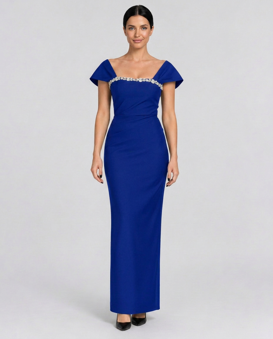 Melinda | Floor-Length Bandage Dress with Diamante Detail