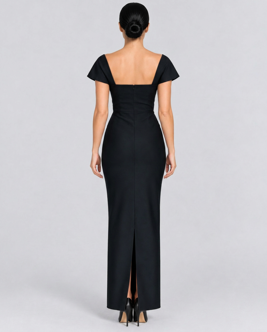 Melinda | Floor-Length Bandage Dress with Diamante Detail