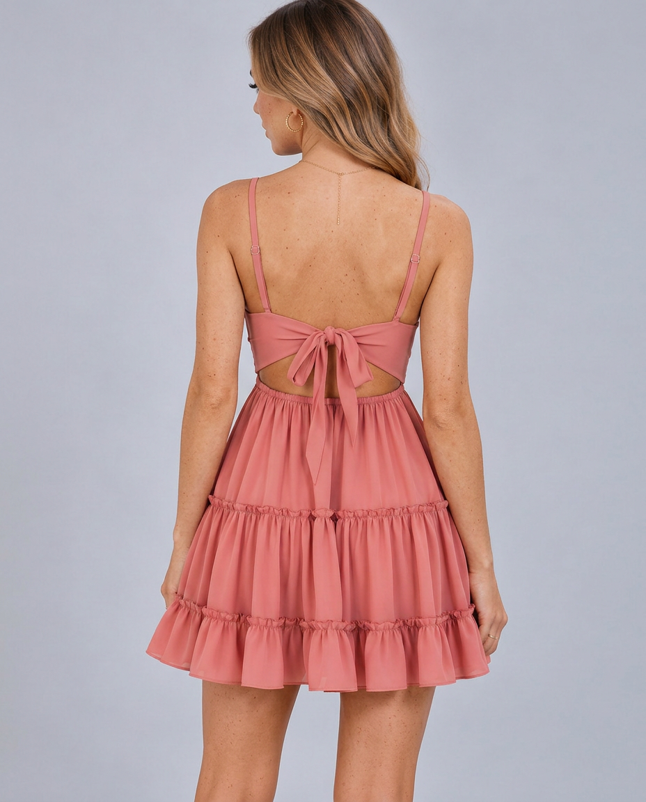 Tonia | Lace Mini Dress with Tiered Ruffle Skirt