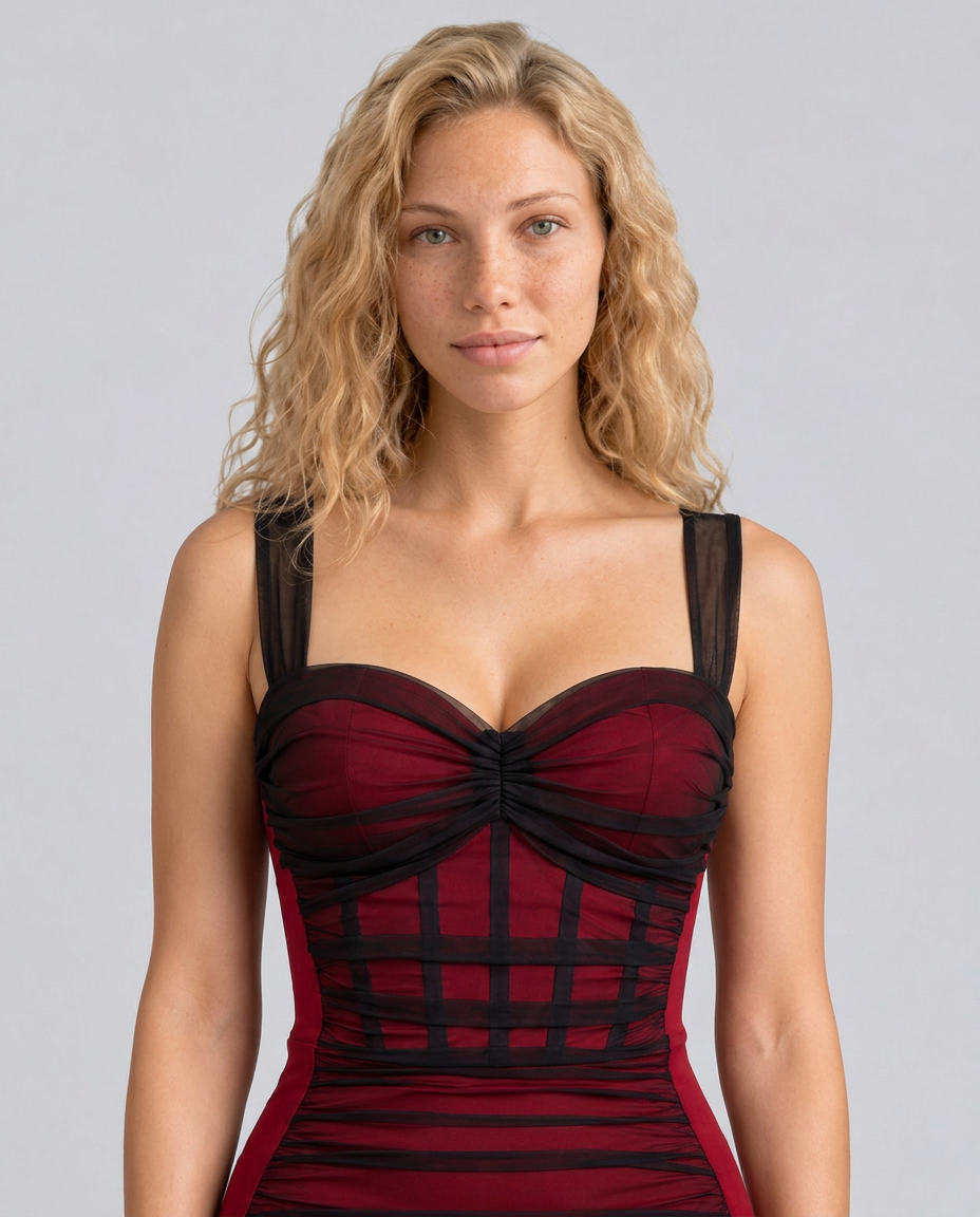 Kara | Midi Dress with Sheer Panel Detailing