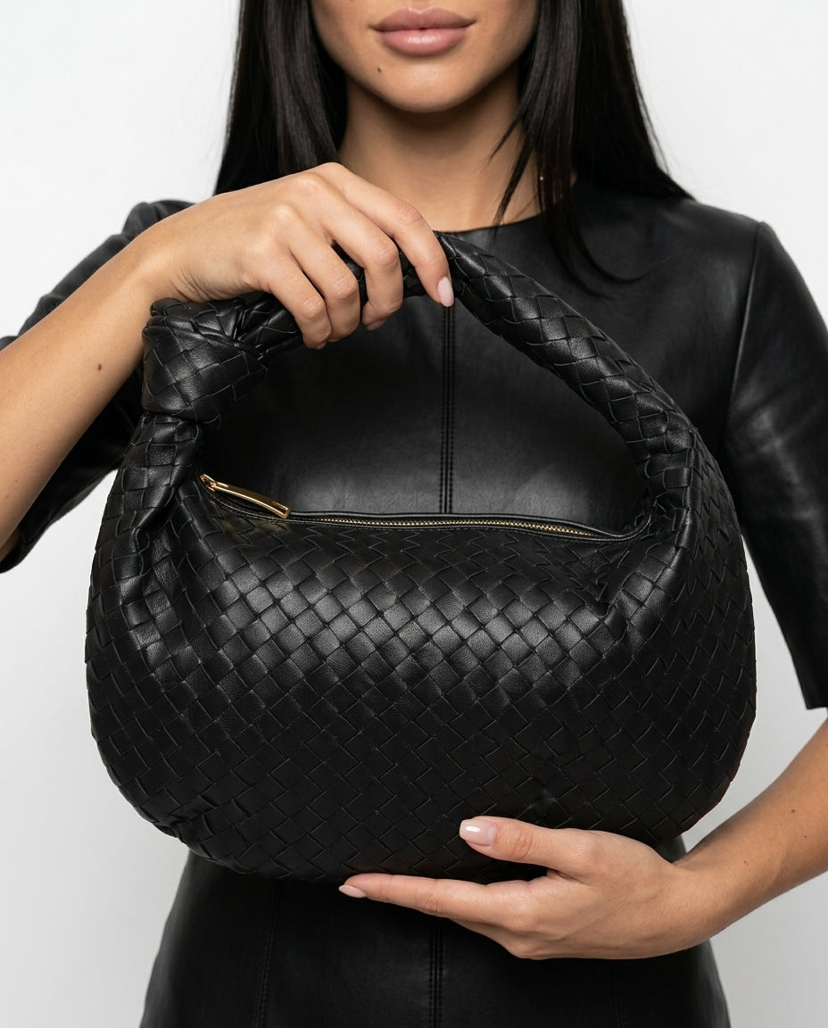Hand-Woven Structured Shoulder Bag