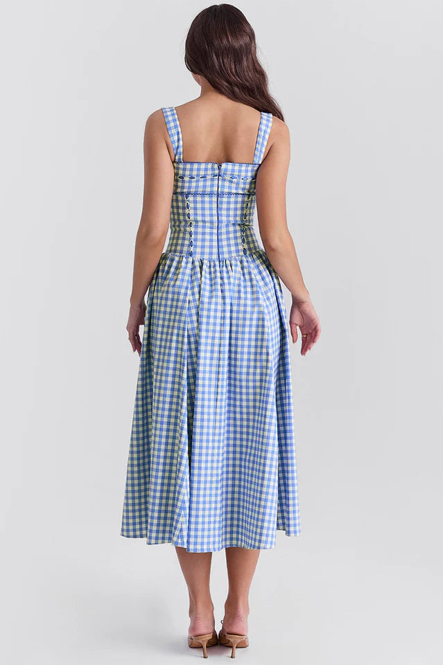 Brenda | Midi Sundress with Gingham Print
