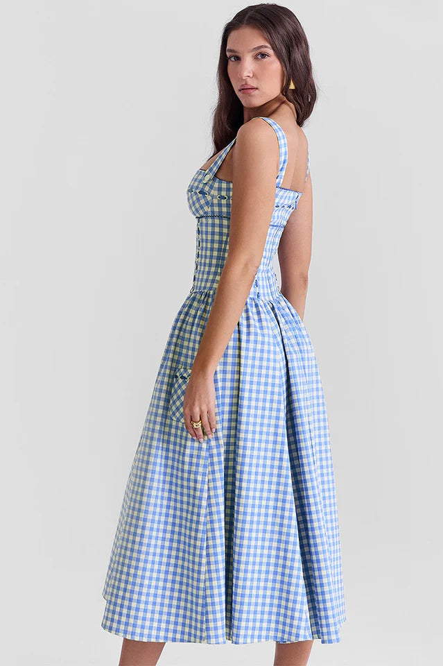 Brenda | Midi Sundress with Gingham Print