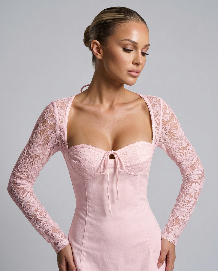 Alice | Mini Dress with Lace Overlay and Corset Bodice
