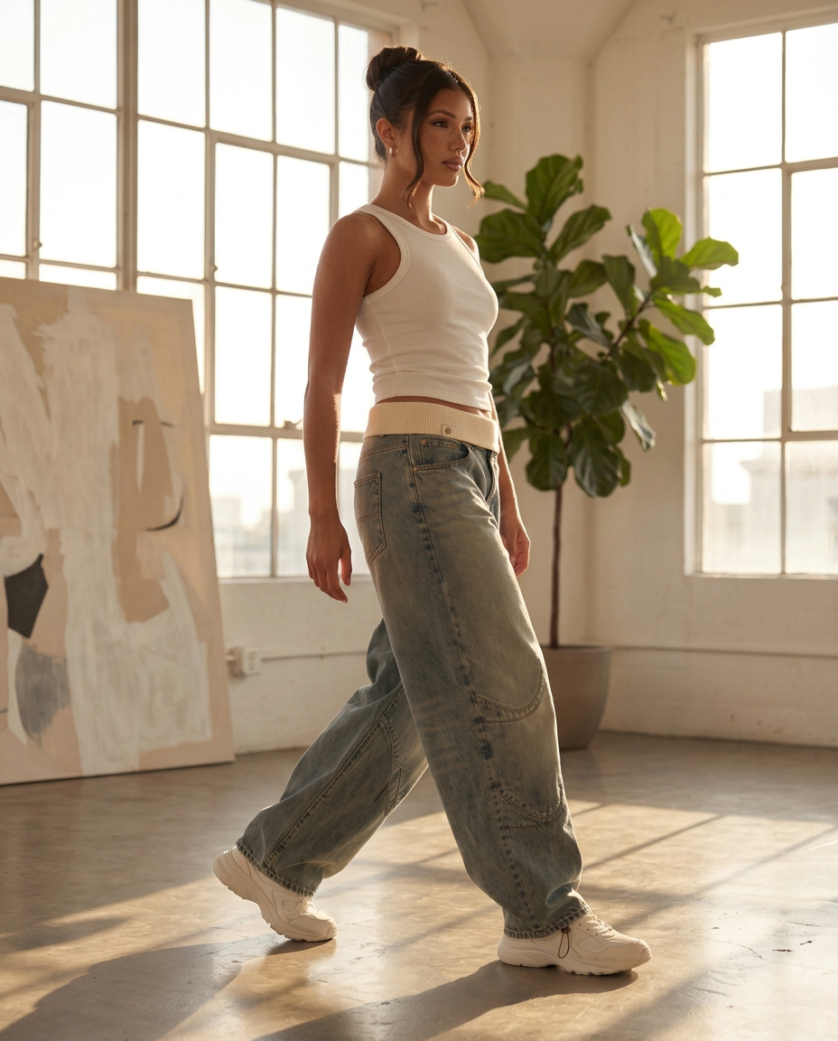 Erma | Wide-Leg Baggy Jeans with Elastic Waistband