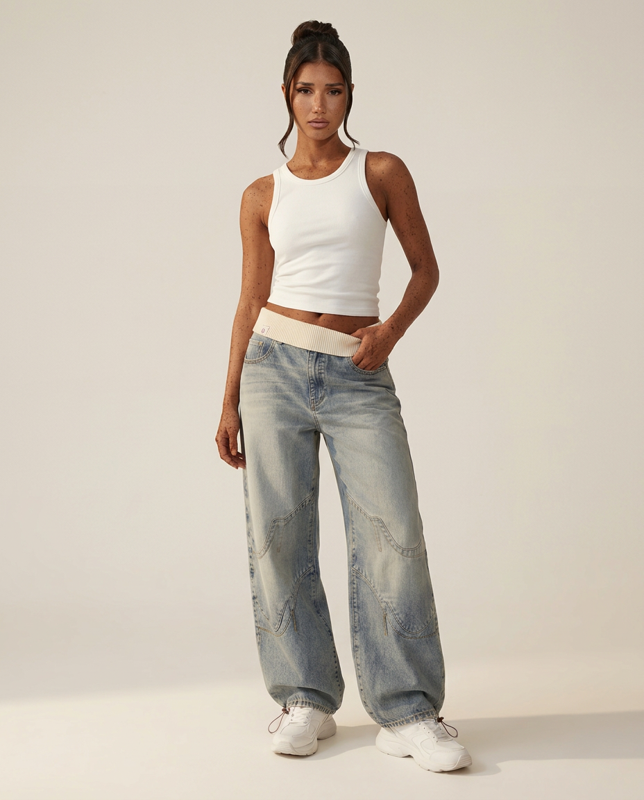 Erma | Wide-Leg Baggy Jeans with Elastic Waistband
