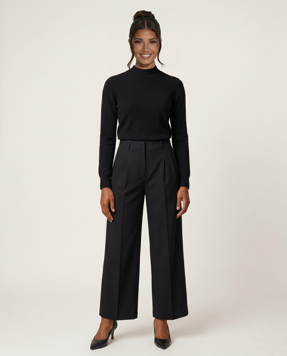 Elsa | High-Waisted Pleated Straight-Leg Trousers