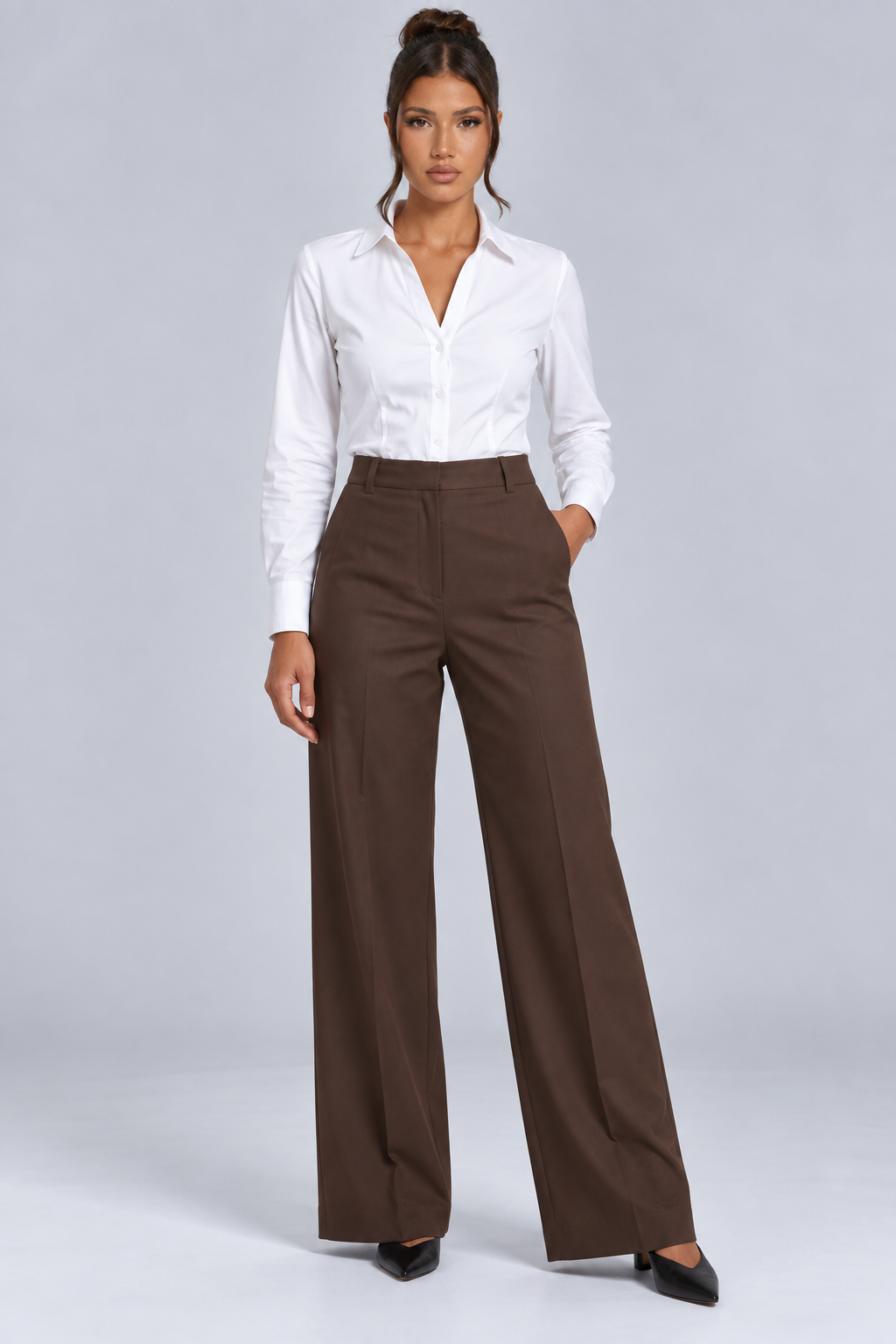 Angel | High-Waisted Pleated Wide-Leg Trousers