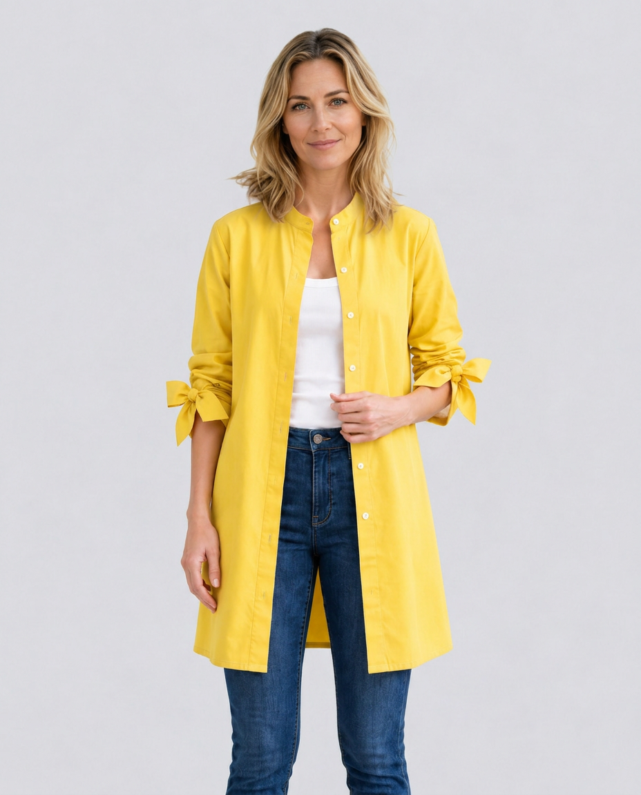 Caitlin | Longline Oversized Shirt with Tie Sleeves