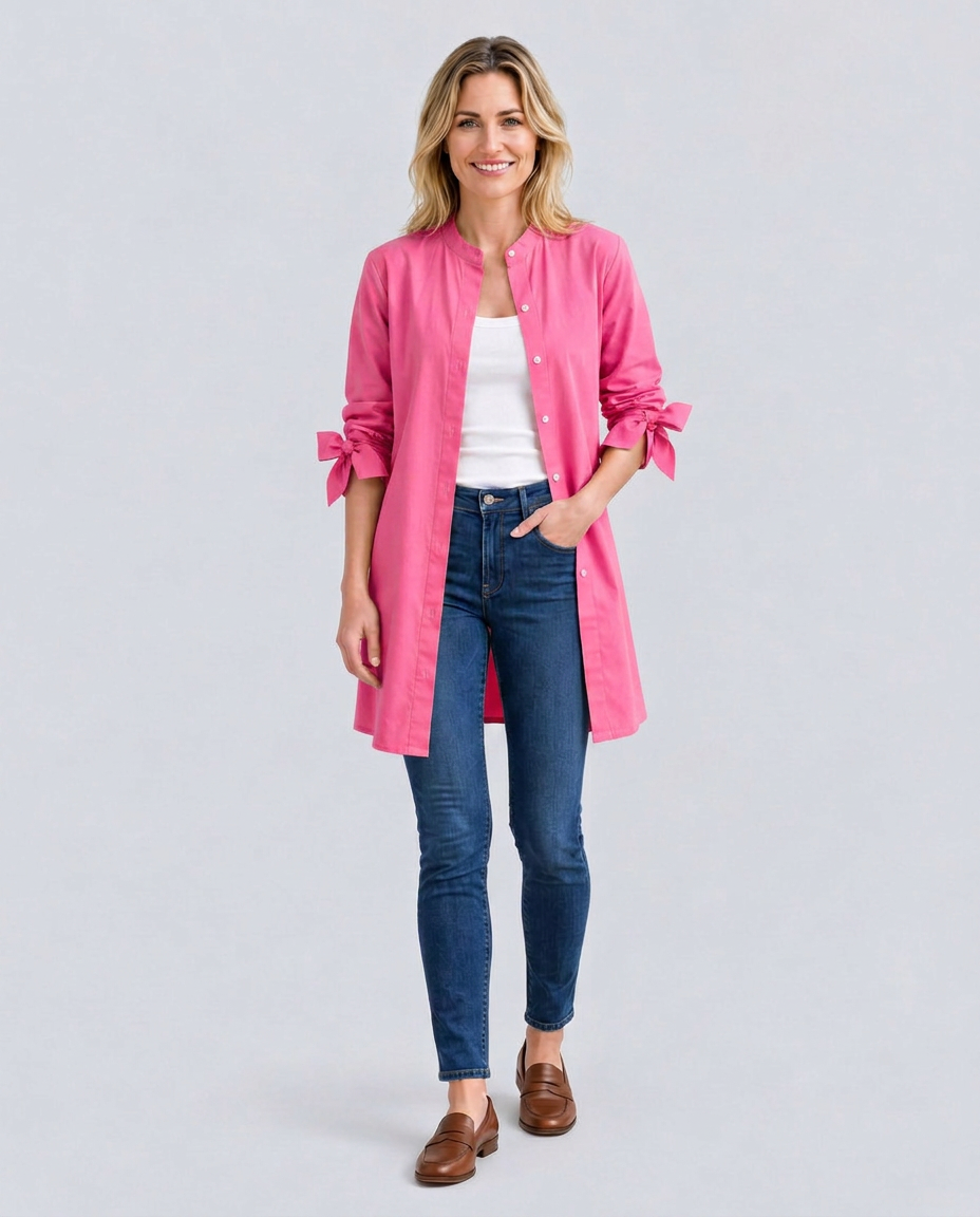 Caitlin | Longline Oversized Shirt with Tie Sleeves