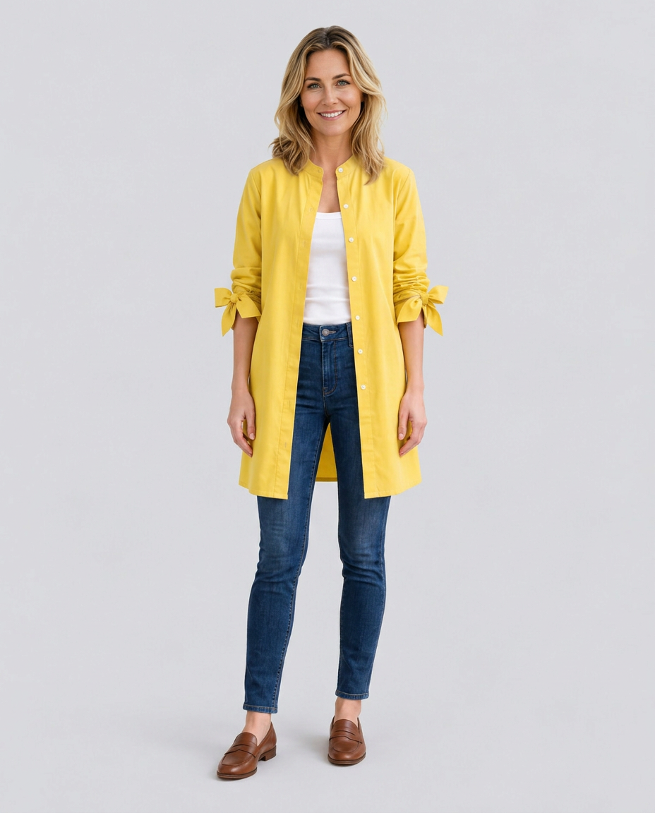 Caitlin | Longline Oversized Shirt with Tie Sleeves