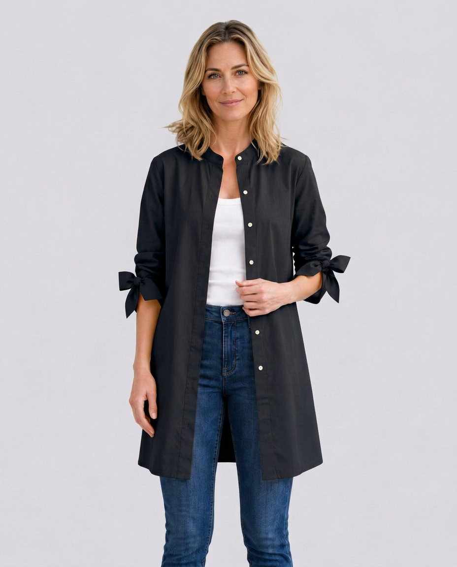 Caitlin | Longline Oversized Shirt with Tie Sleeves