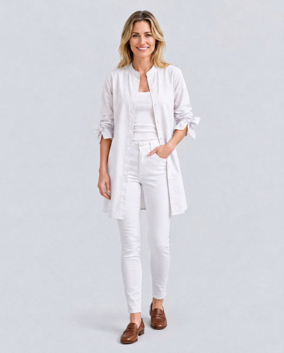 Caitlin | Longline Oversized Shirt with Tie Sleeves