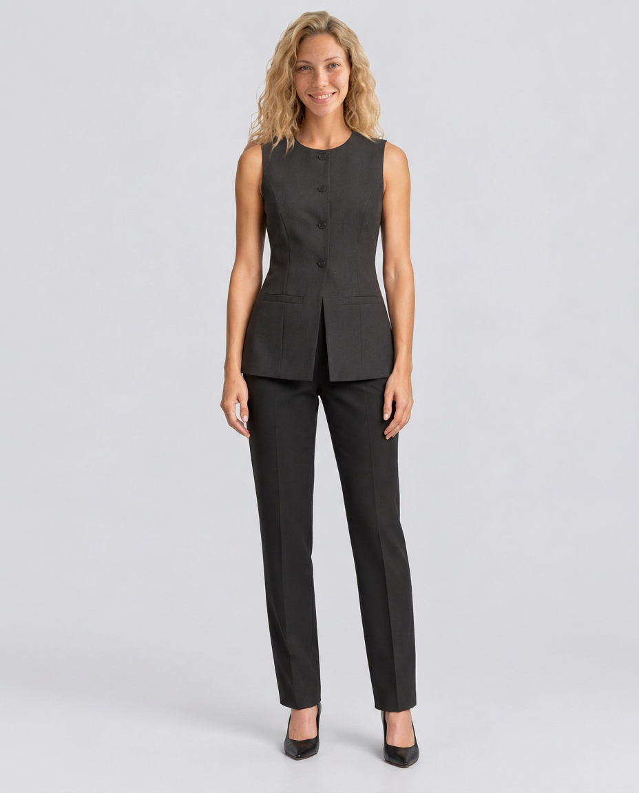 Leticia | Tailored Sleeveless Vest Top with Button Front