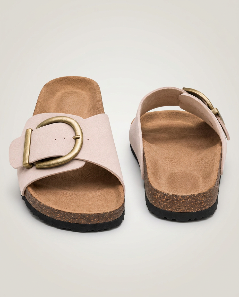 Tonia | Wide-Strap Slide Sandals with Oversized Buckle