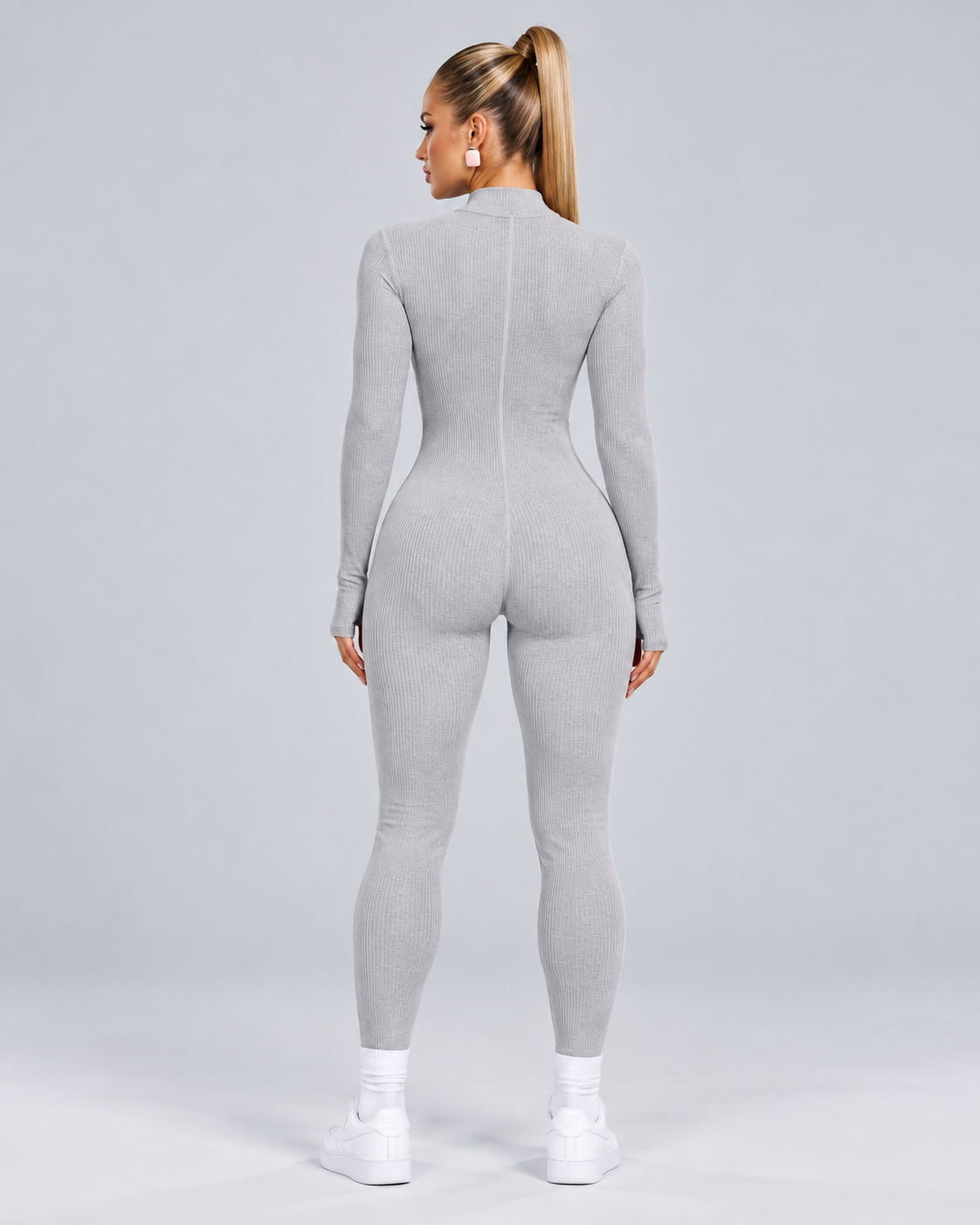 Isolde | Ankle-Length Ribbed Thumb-Hole Sports Jumpsuit