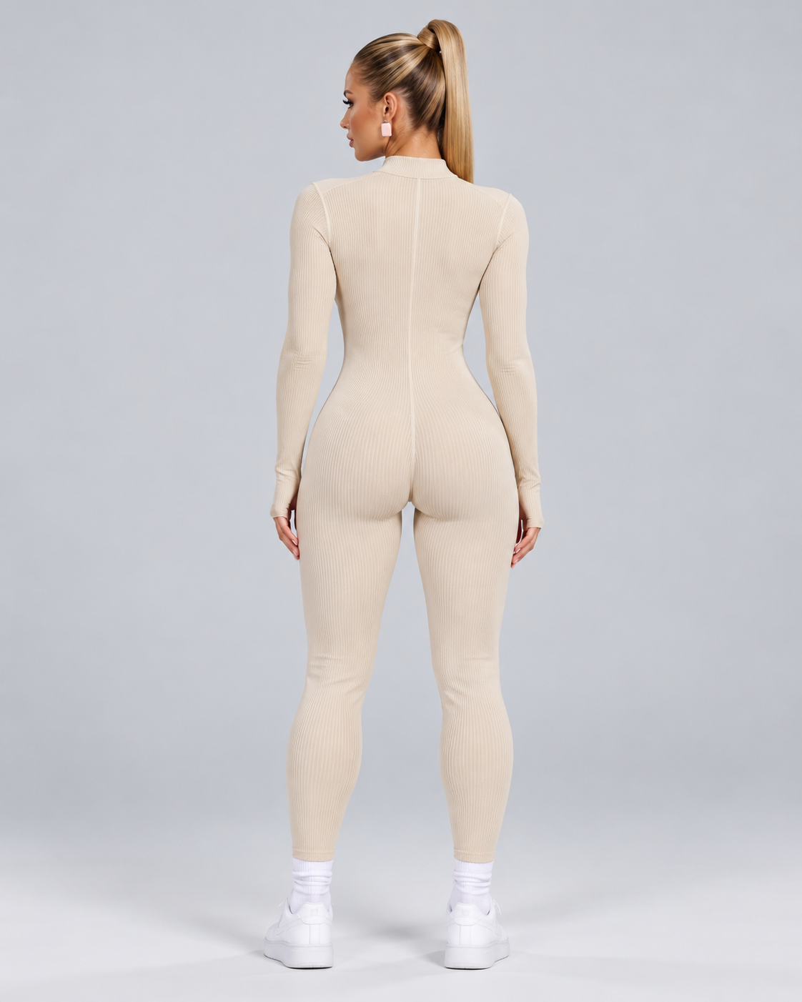 Isolde | Ankle-Length Ribbed Thumb-Hole Sports Jumpsuit