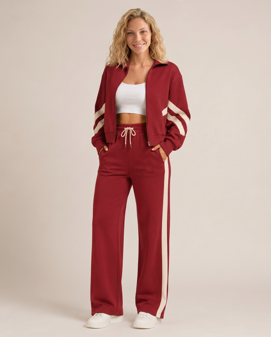 Pavella | Contrast Stripe Zip Tracksuit Set