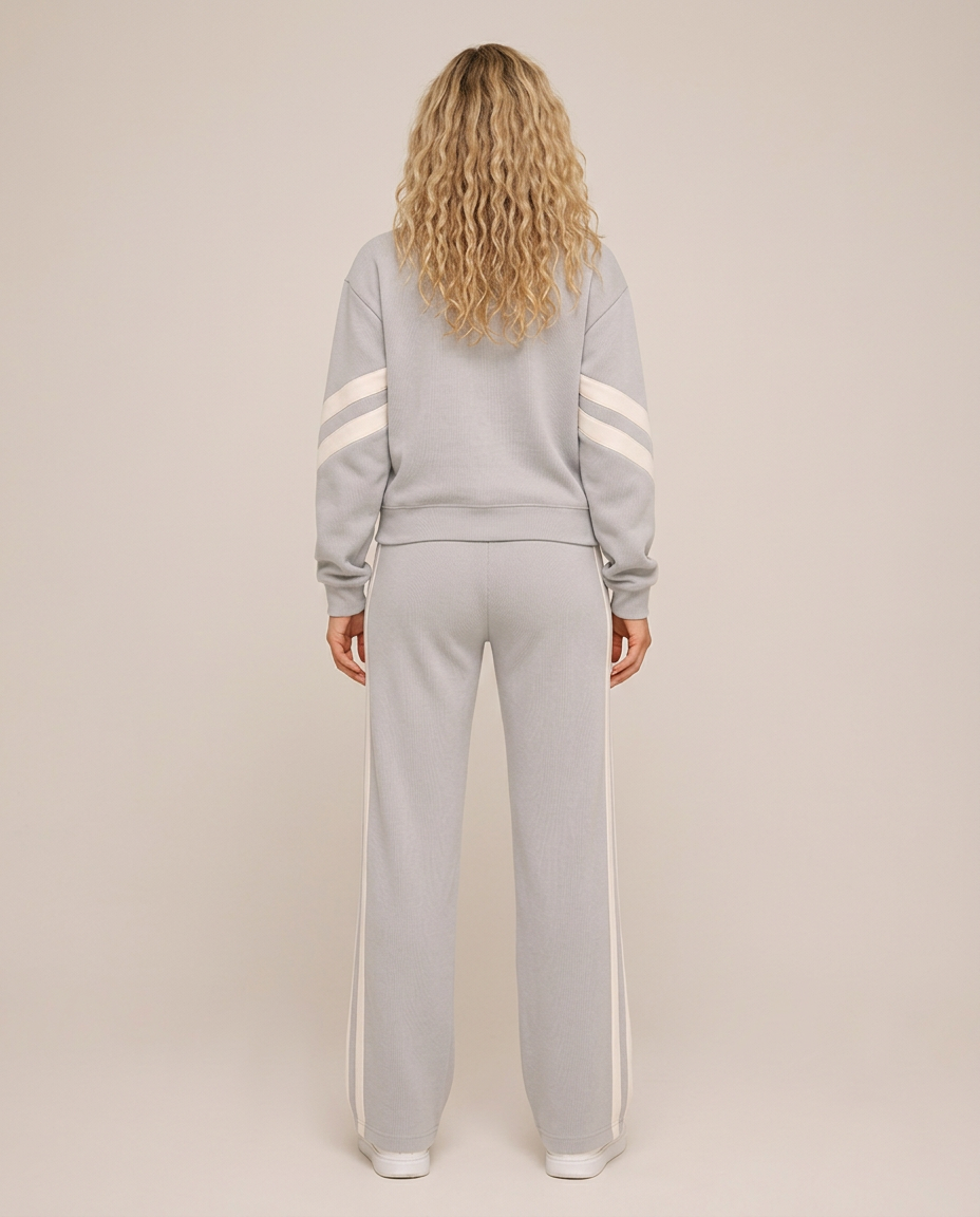 Pavella | Contrast Stripe Zip Tracksuit Set