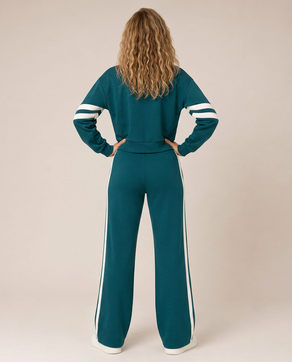Pavella | Contrast Stripe Zip Tracksuit Set