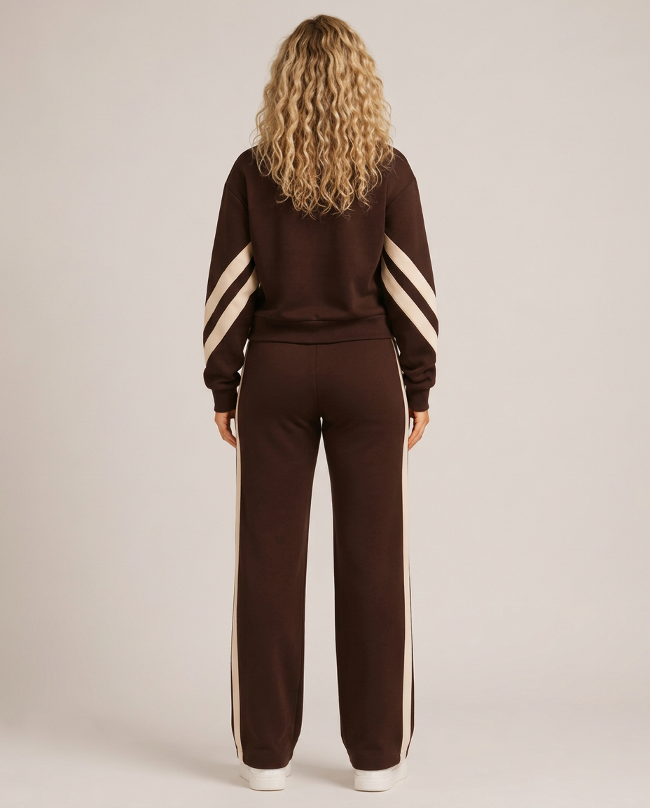 Pavella | Contrast Stripe Zip Tracksuit Set
