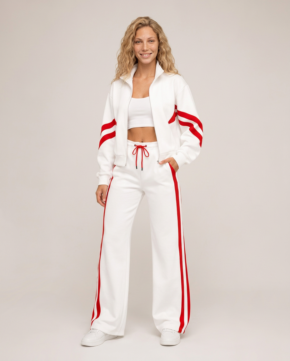 Pavella | Contrast Stripe Zip Tracksuit Set