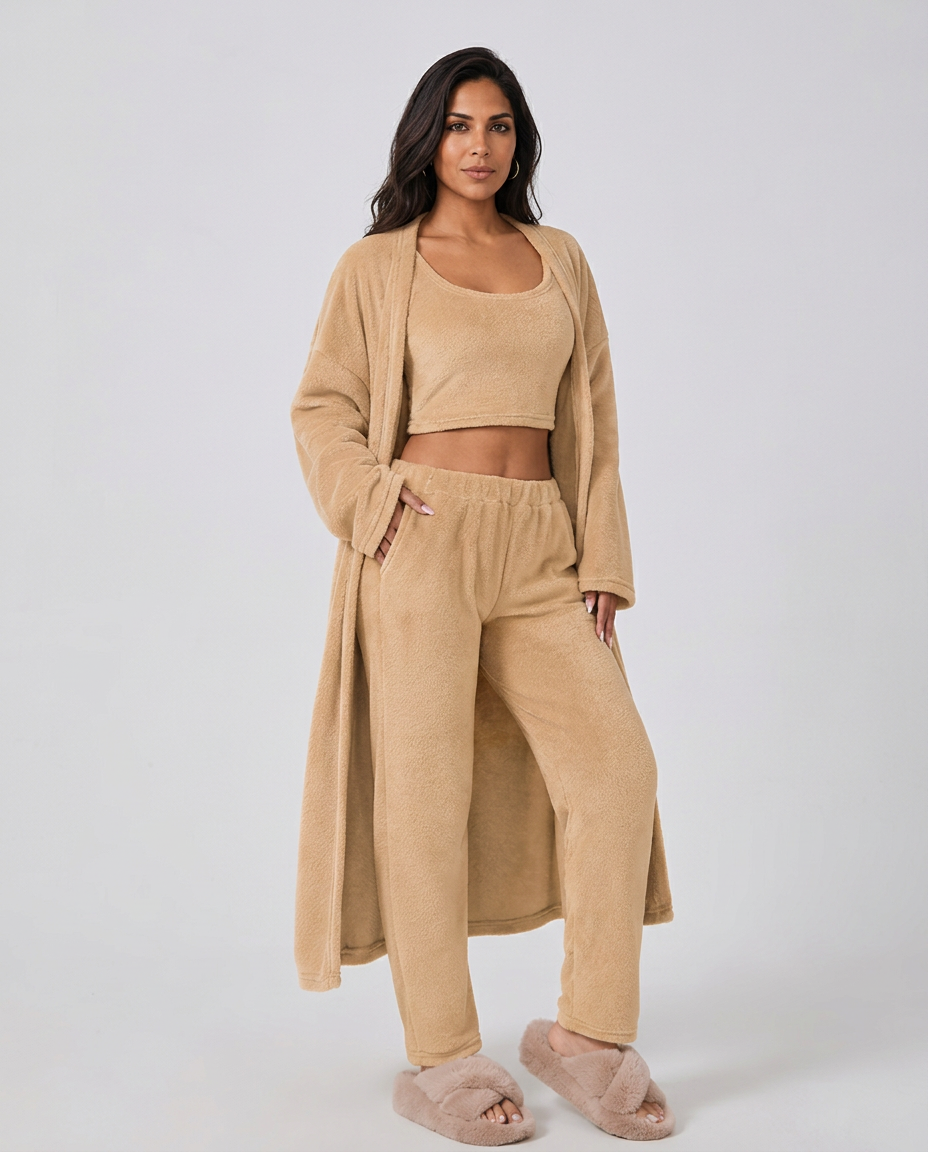 Priya | Three-Piece Plush Fleece Lounge Set