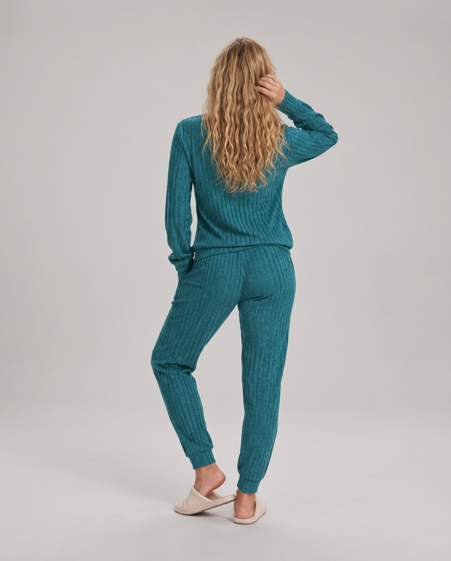 Violet | Relaxed Ribbed Knit Two-Piece Lounge Set