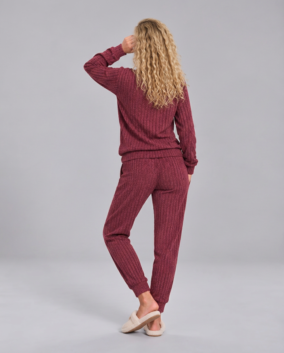 Violet | Relaxed Ribbed Knit Two-Piece Lounge Set