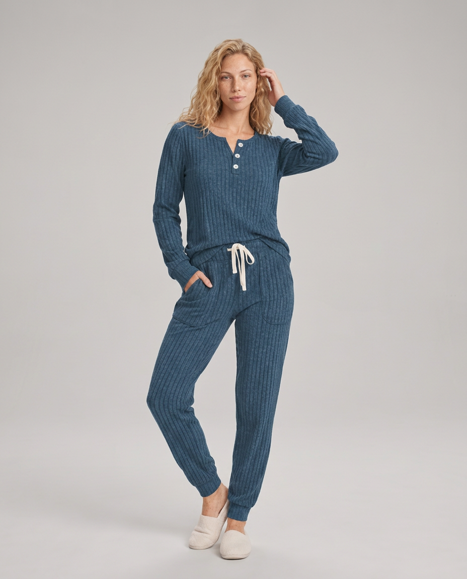 Violet | Relaxed Ribbed Knit Two-Piece Lounge Set