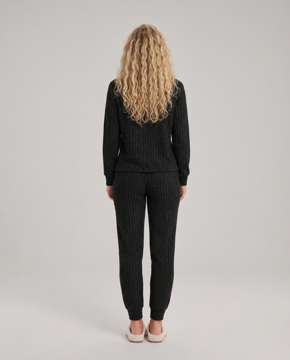 Violet | Relaxed Ribbed Knit Two-Piece Lounge Set