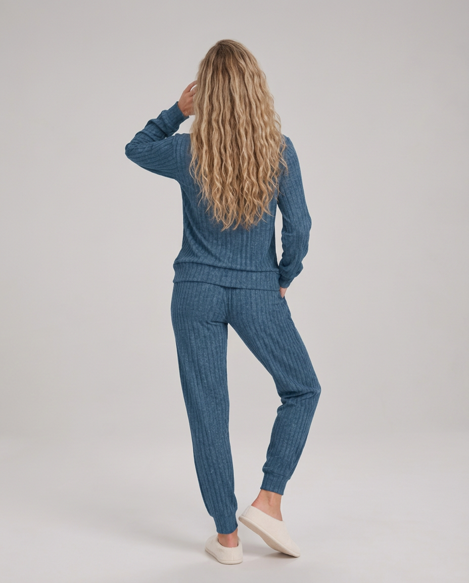 Violet | Relaxed Ribbed Knit Two-Piece Lounge Set