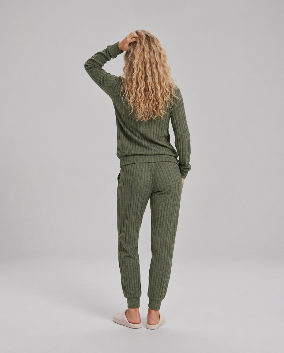 Violet | Relaxed Ribbed Knit Two-Piece Lounge Set