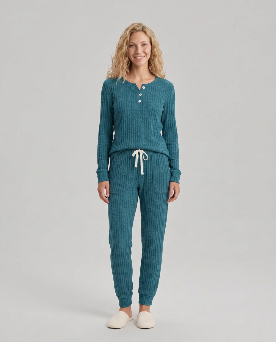 Violet | Relaxed Ribbed Knit Two-Piece Lounge Set