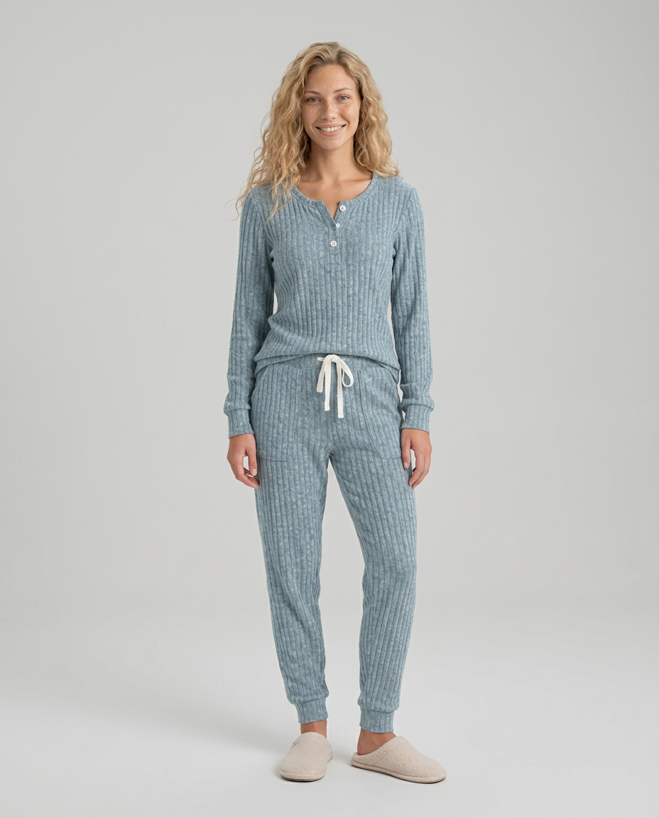 Violet | Relaxed Ribbed Knit Two-Piece Lounge Set