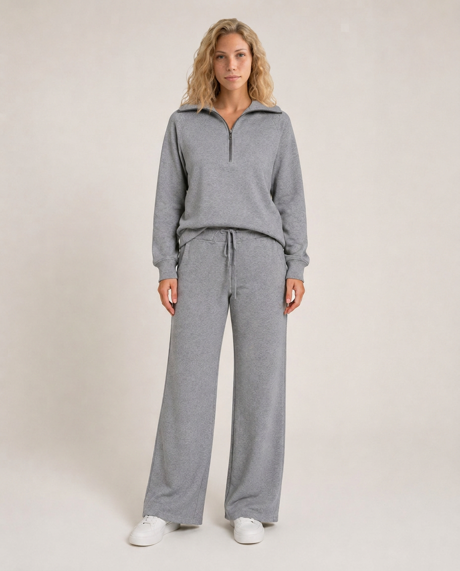 Giselle | Wide-Leg Zip-Collar Lounge Set