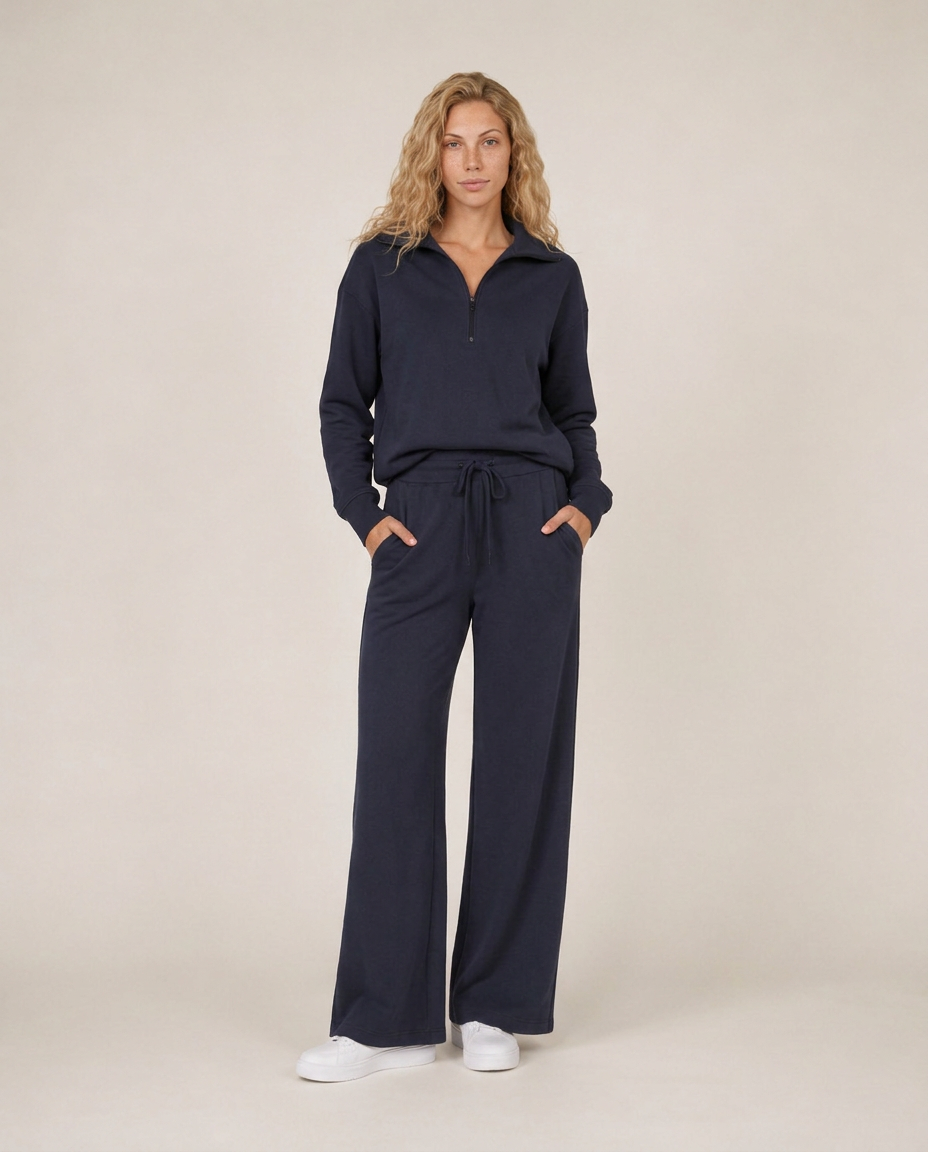 Giselle | Wide-Leg Zip-Collar Lounge Set