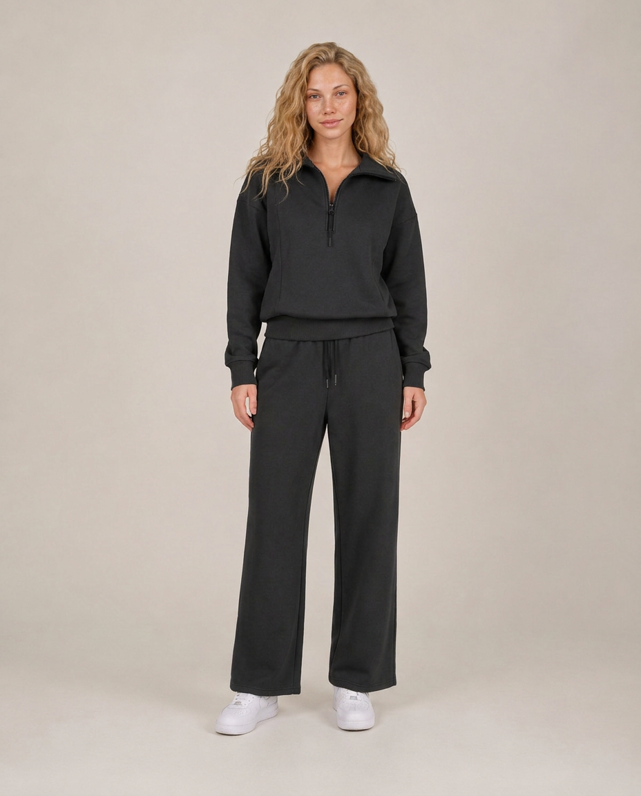 Giselle | Wide-Leg Zip-Collar Lounge Set
