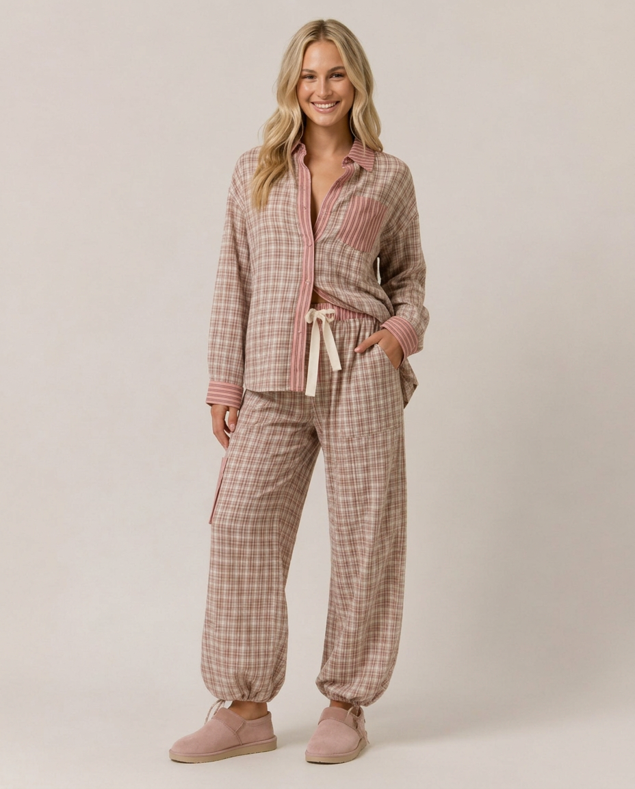 Marlowe | Long Sleeve Contrast-Trim Pyjama Set