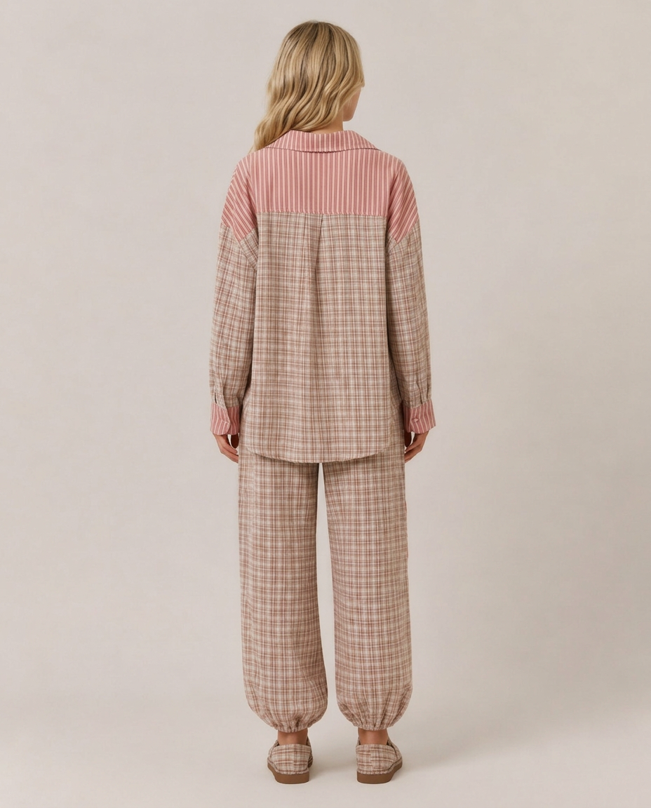 Marlowe | Long Sleeve Contrast-Trim Pyjama Set