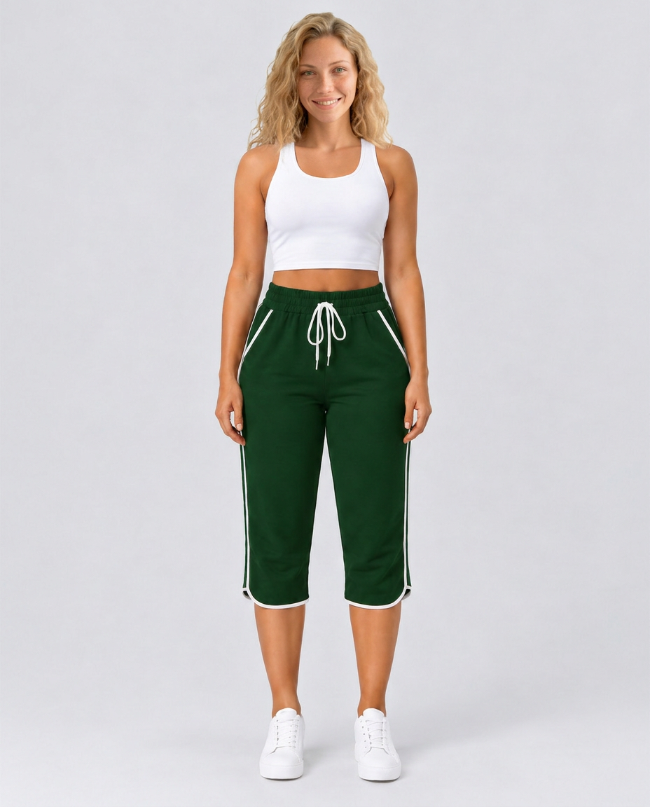 Kennedy | Contrast-Trim Capri Active Pants